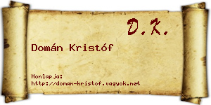 Domán Kristóf névjegykártya